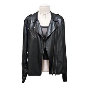 Torrid Black  with Floral Pattern Faux Leather Moto Jacket, Size 3